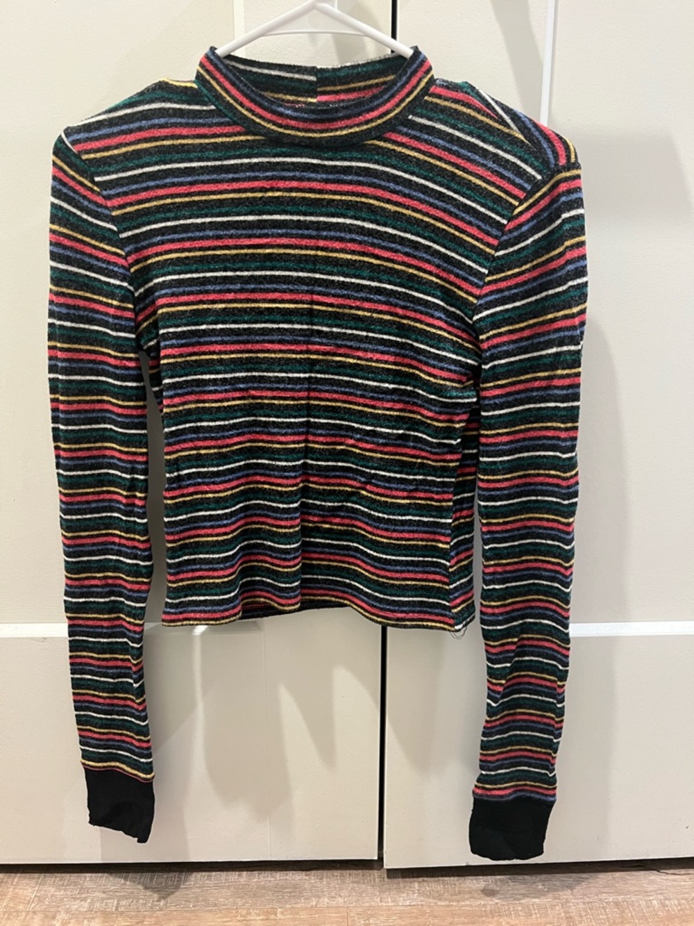 Urban Outfitters Multicolor Striped Mock Neck Long Sleeve Top